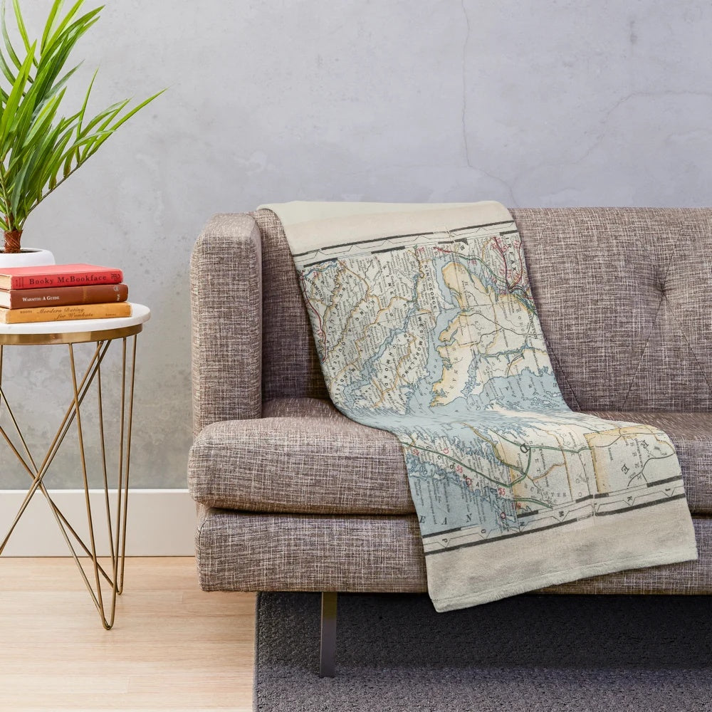 Vintage map of the Chesapeake Bay from 1901 printed on a plush blanket