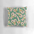 Vintage-inspired throw pillow with colorful candy cane pattern