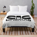 Vintage CIC Cinemas-inspired plush blanket with classic movie logos
