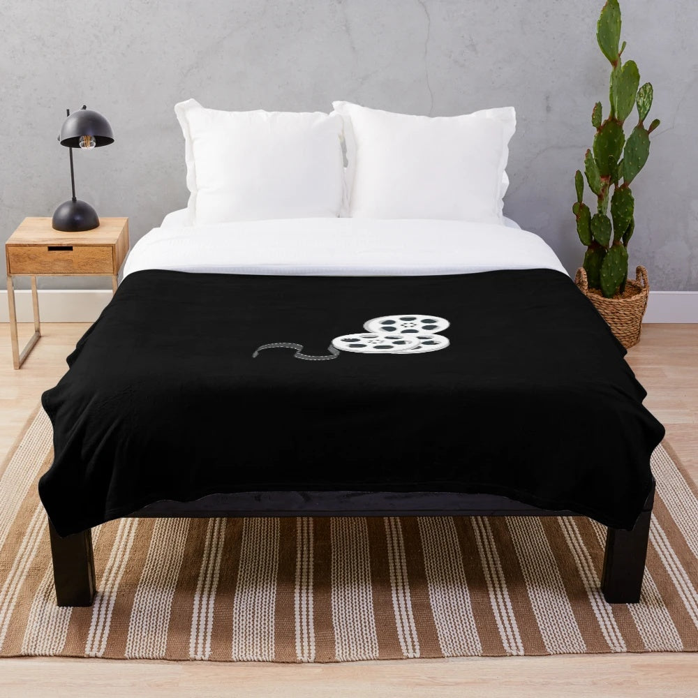 Vintage film roll cinema-themed plush blanket