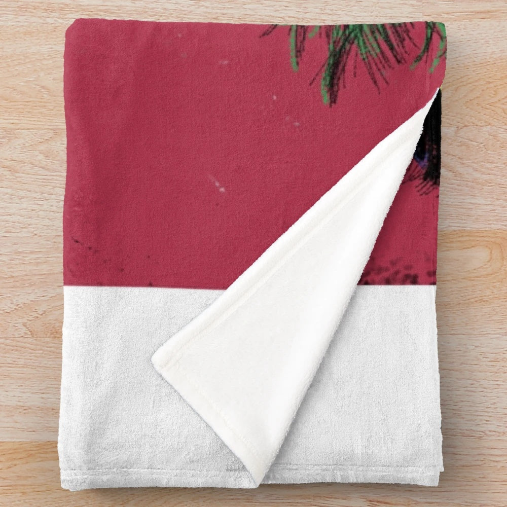 Vintage-style plush blanket featuring a retro cinema-inspired design