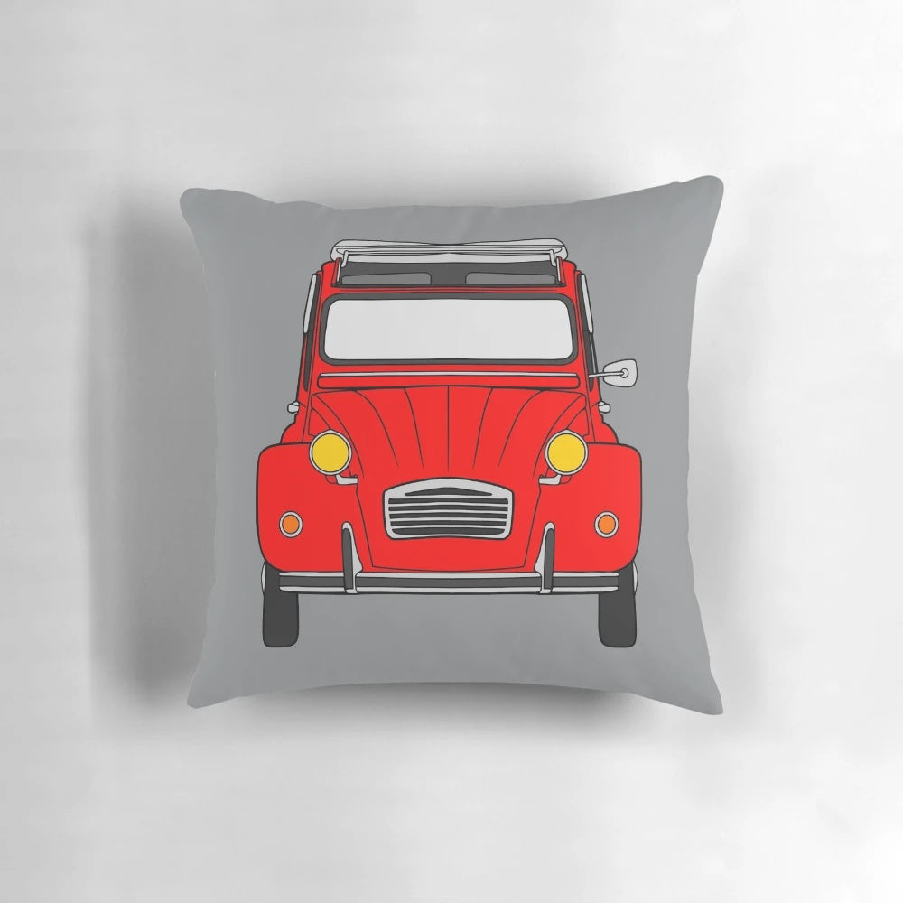Citroen 2CV red color pillow, featuring the iconic French classic car design