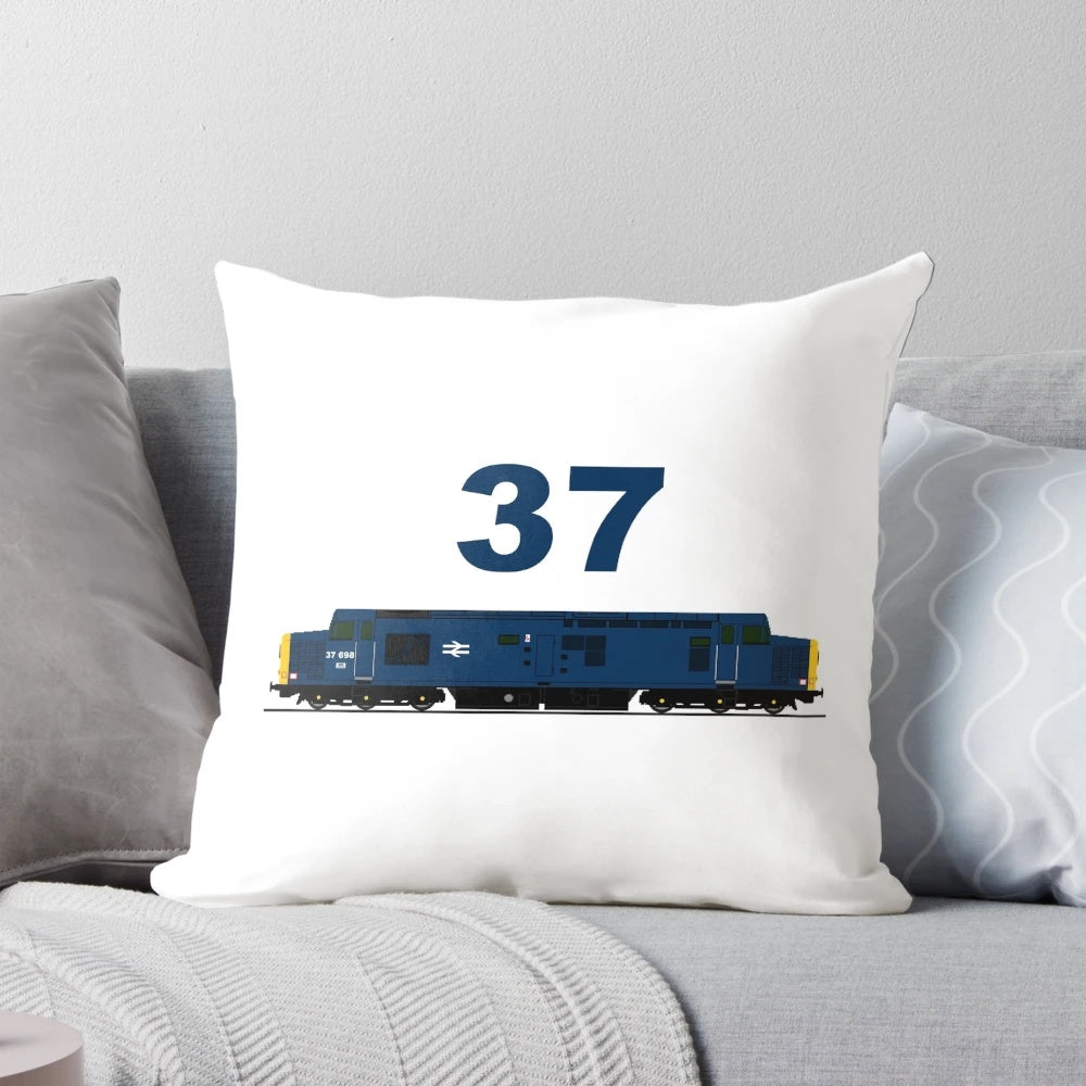 Vintage Class 37 Locomotive Pillow - Nostalgic British Rail "Growler" Diesel Train Decor