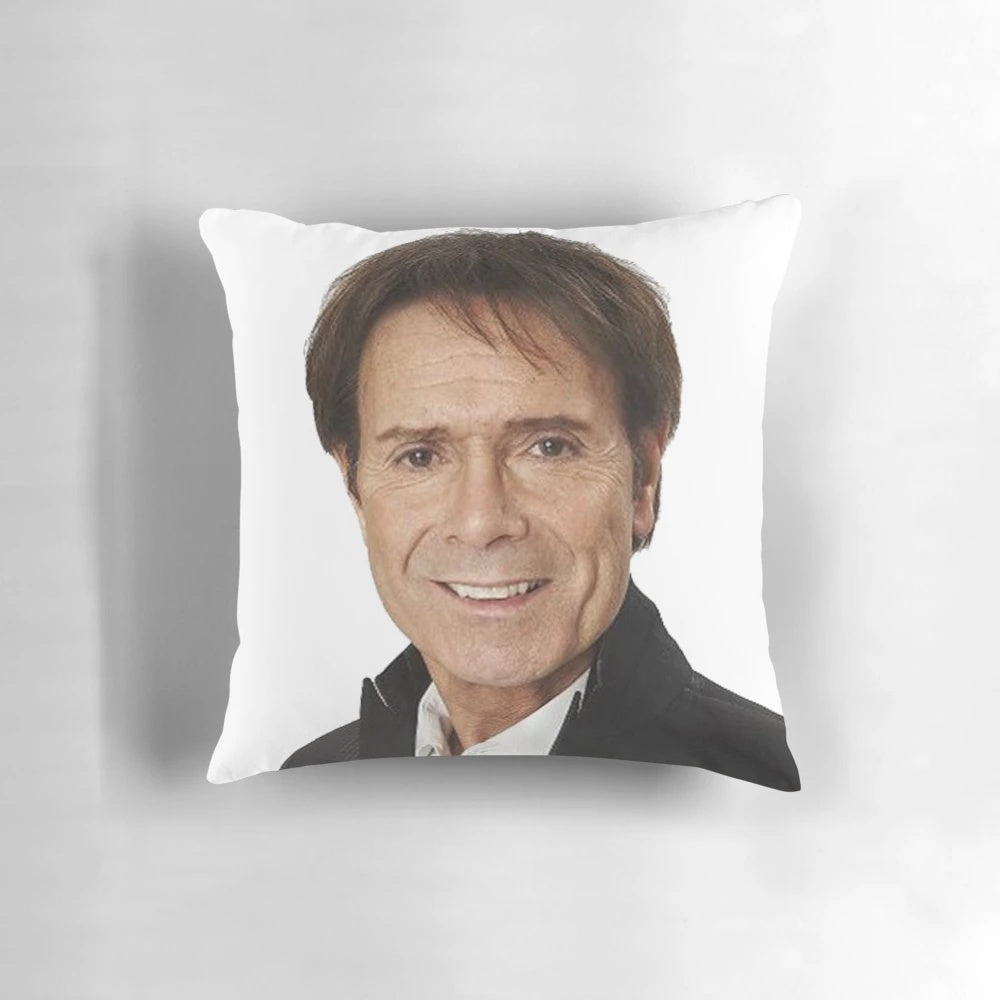 Vintage Cliff Richard photo collage printed on a soft, plush pillow.