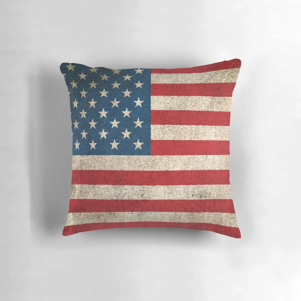 Vintage, distressed American flag decorative accent pillow