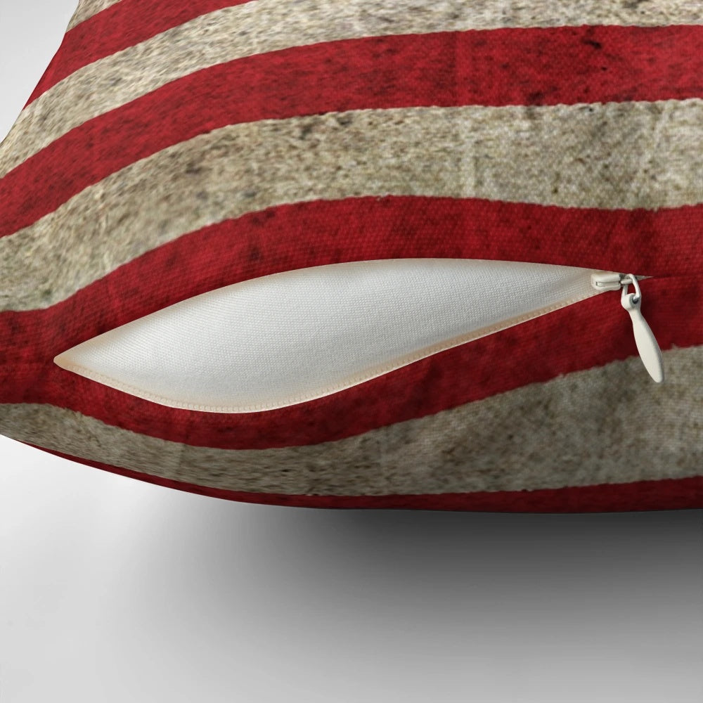 Vintage, distressed American flag decorative accent pillow