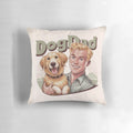 Vintage-style graphic pillow featuring a golden retriever and labrador, perfect for the dog dad