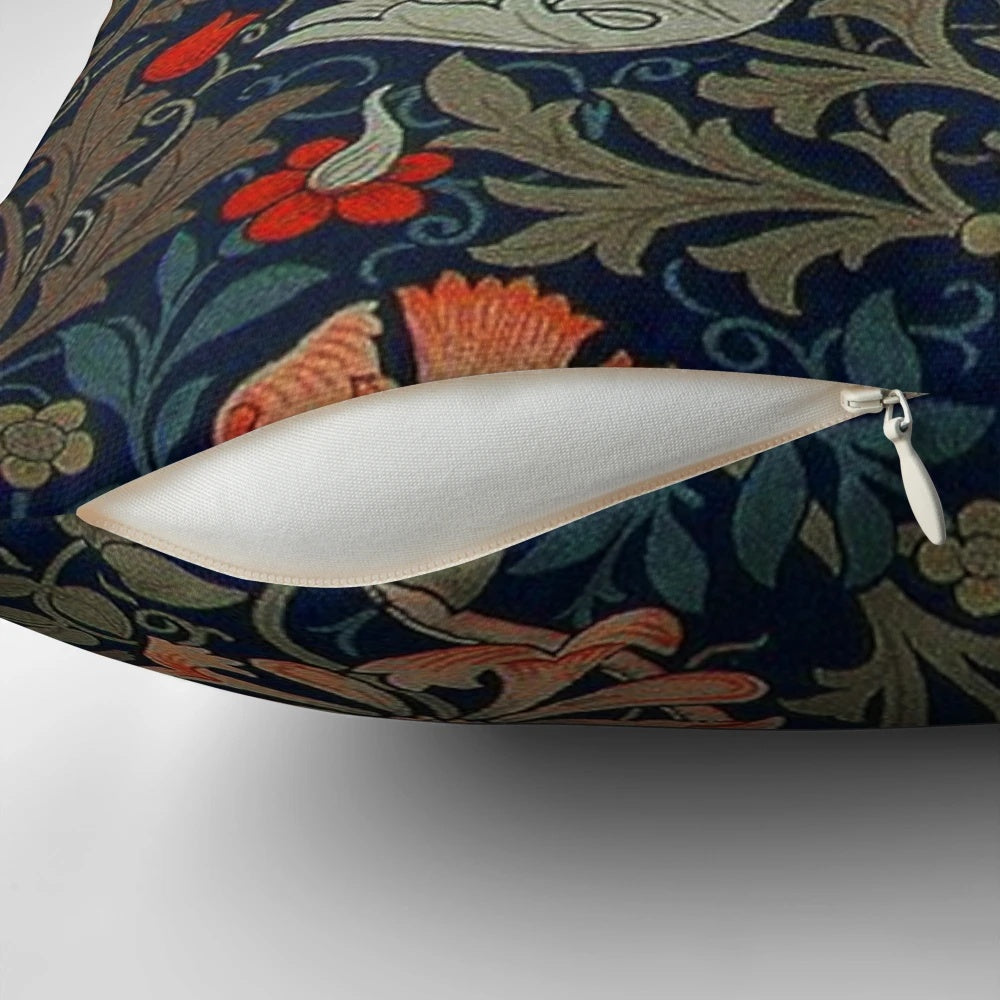 Vintage-inspired Compton pillow with lush floral pattern in shades of green and red