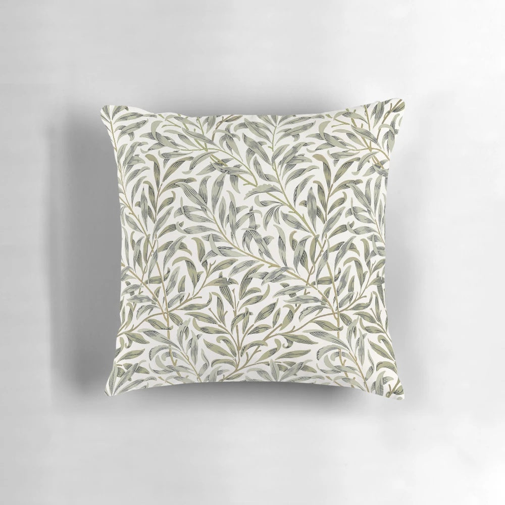Vintage-style floral William Morris Willow Sage decorative pillow