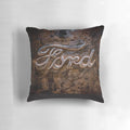 Rustic, vintage-inspired Ford tailgate pillow for car enthusiasts and automotive decor