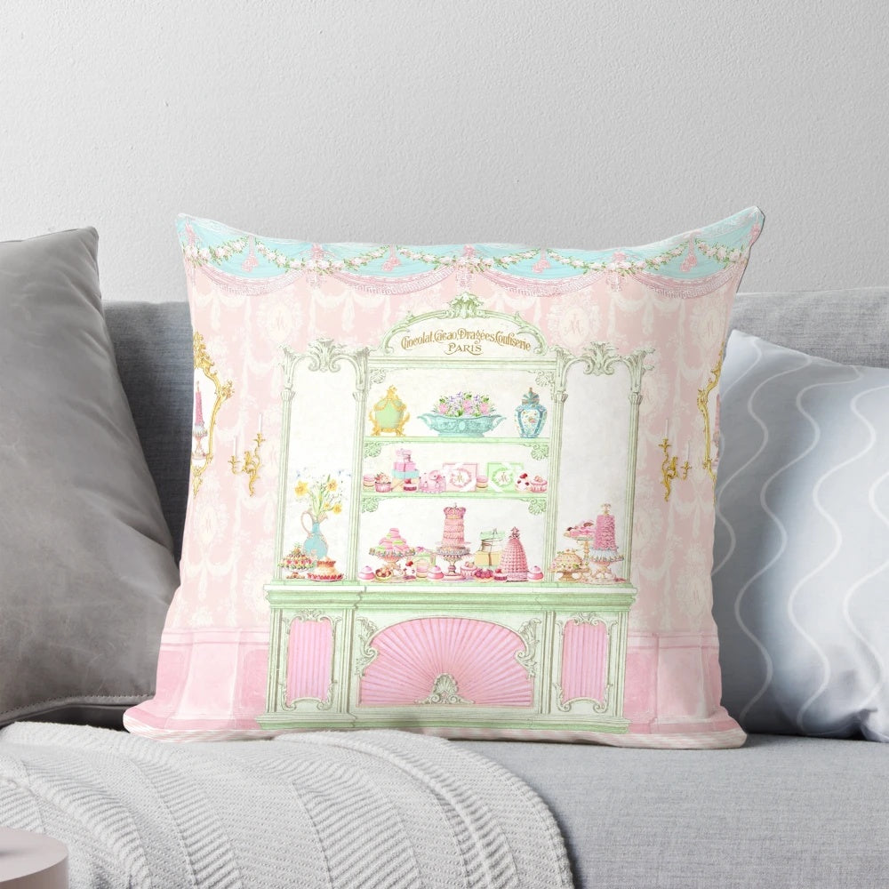 Vintage-inspired Marie Antoinette Paris French Patisserie Pillow