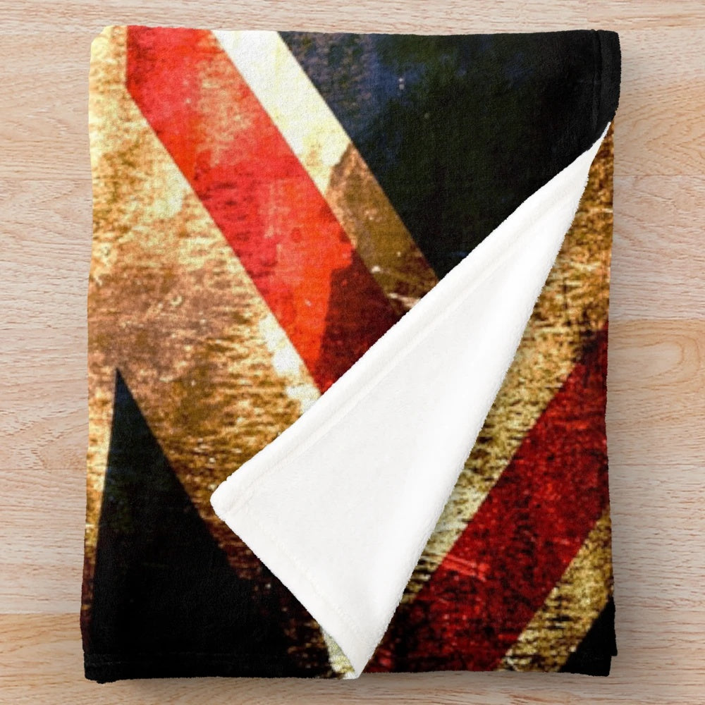 Vintage grunge plush blanket with British UK flag design