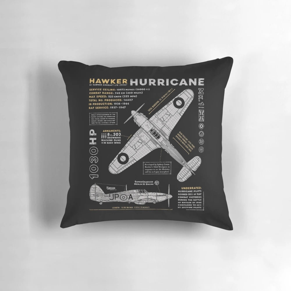 Hawker Hurricane WWII fighter plane pillow