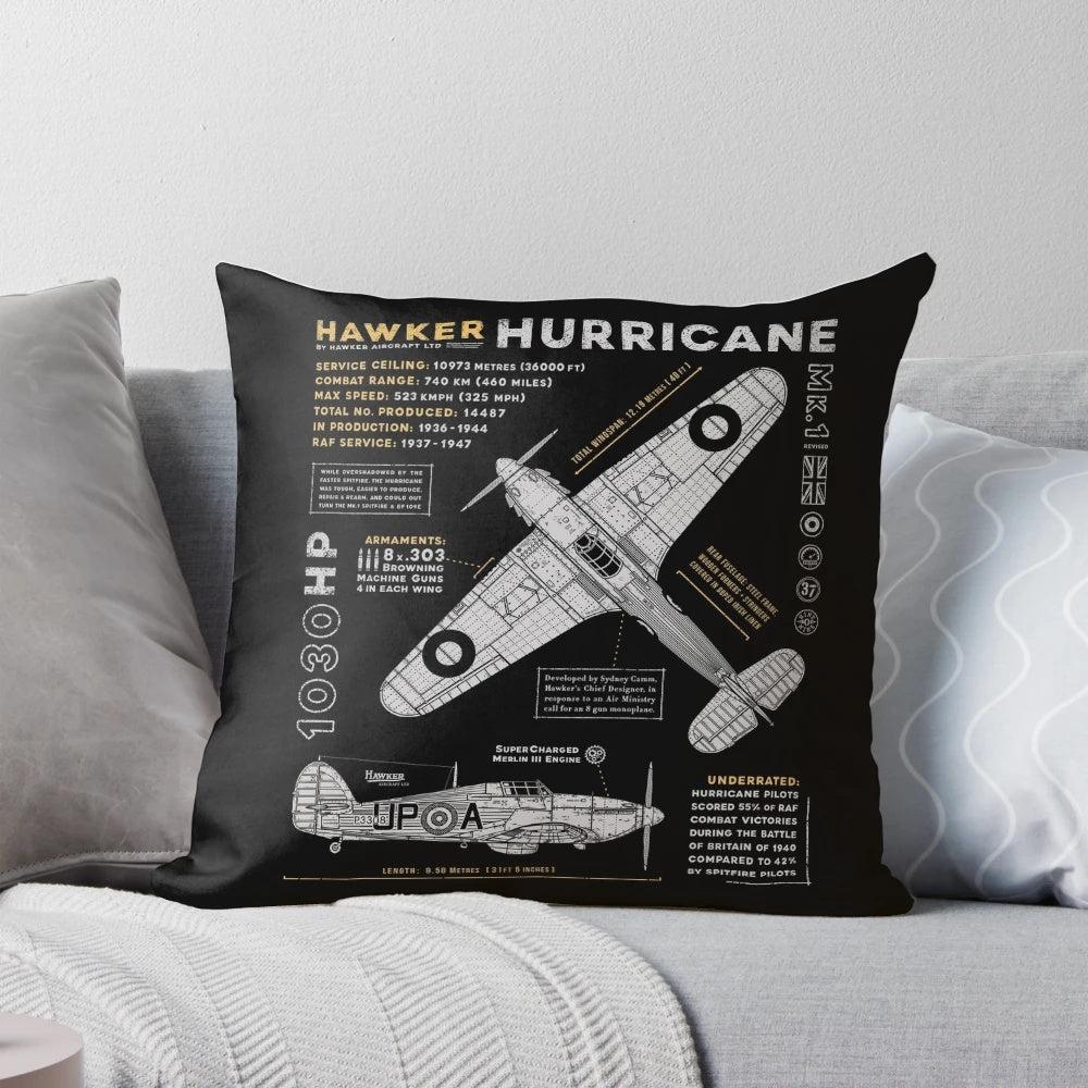 Hawker Hurricane WWII fighter plane pillow