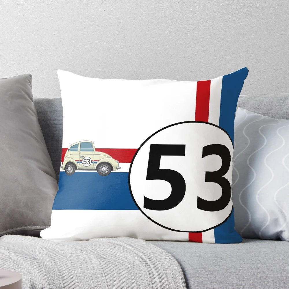 Vintage VW Beetle Herbie the Love Bug Inspired Decorative Throw Pillow