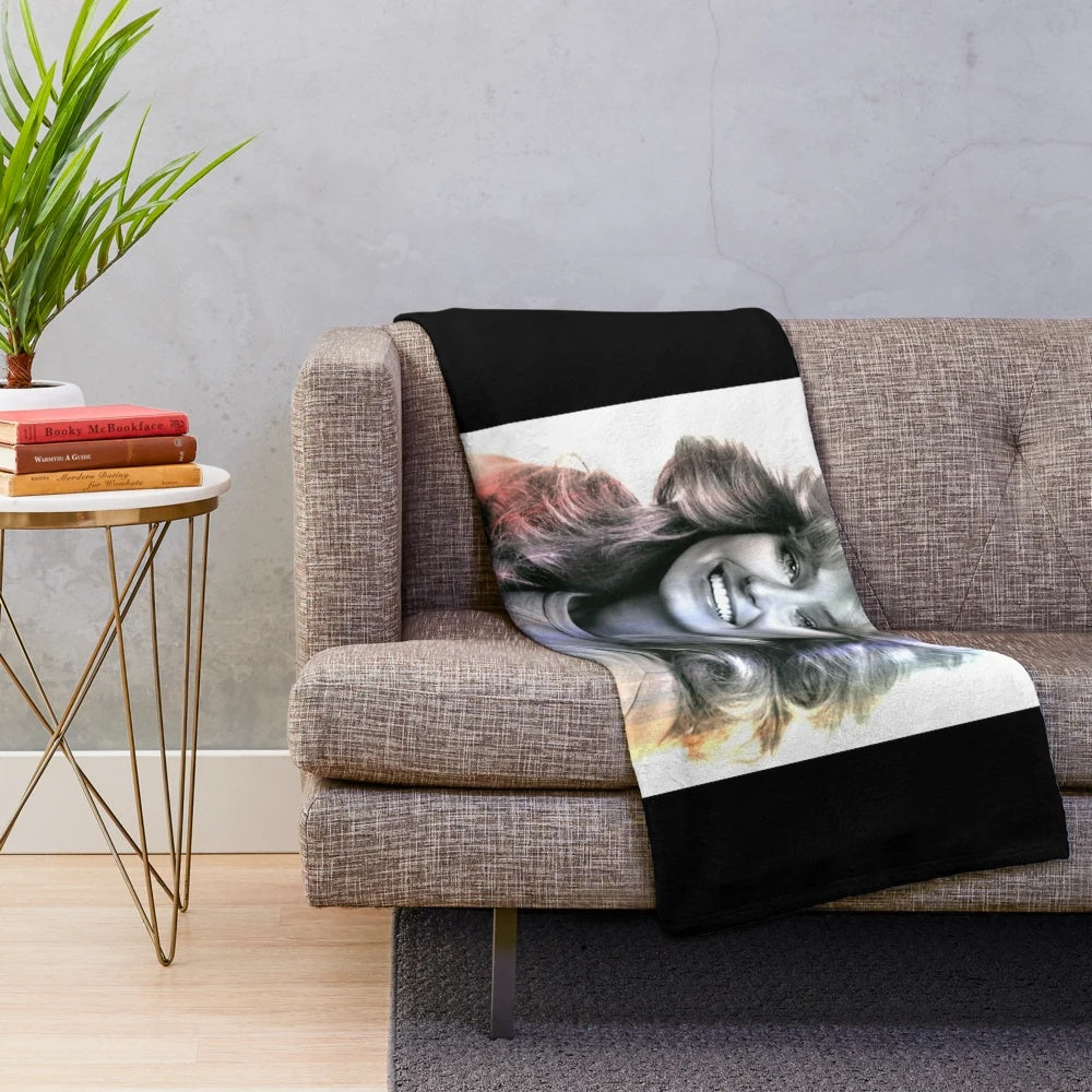 Vintage Hollywood Cinema Farah Fawcett Plush Blanket featuring a retro cinema print
