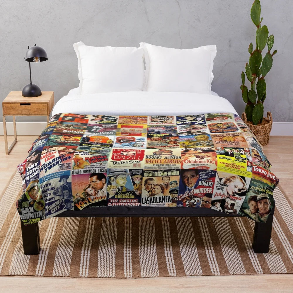 Humphrey Bogart movie poster inspired plush blanket