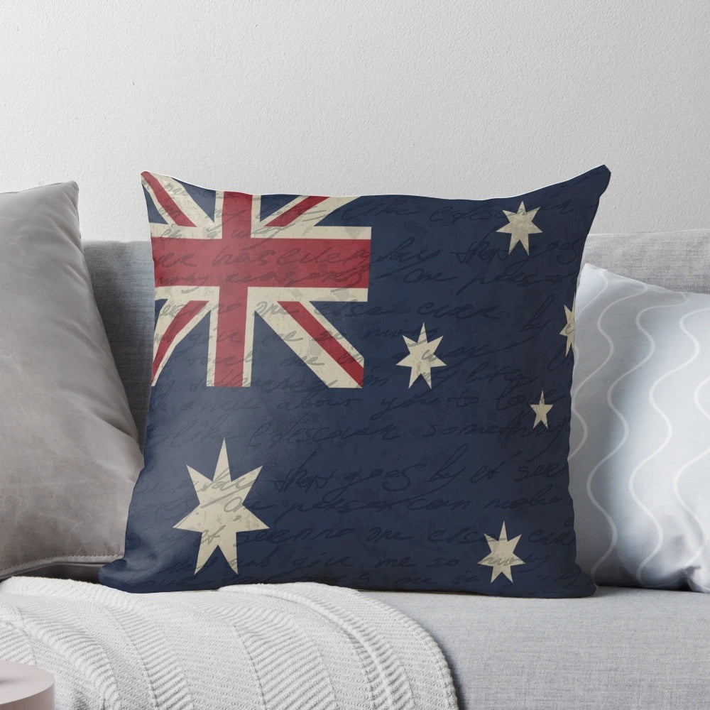 Vintage Australian flag printed on a decorative throw pillow