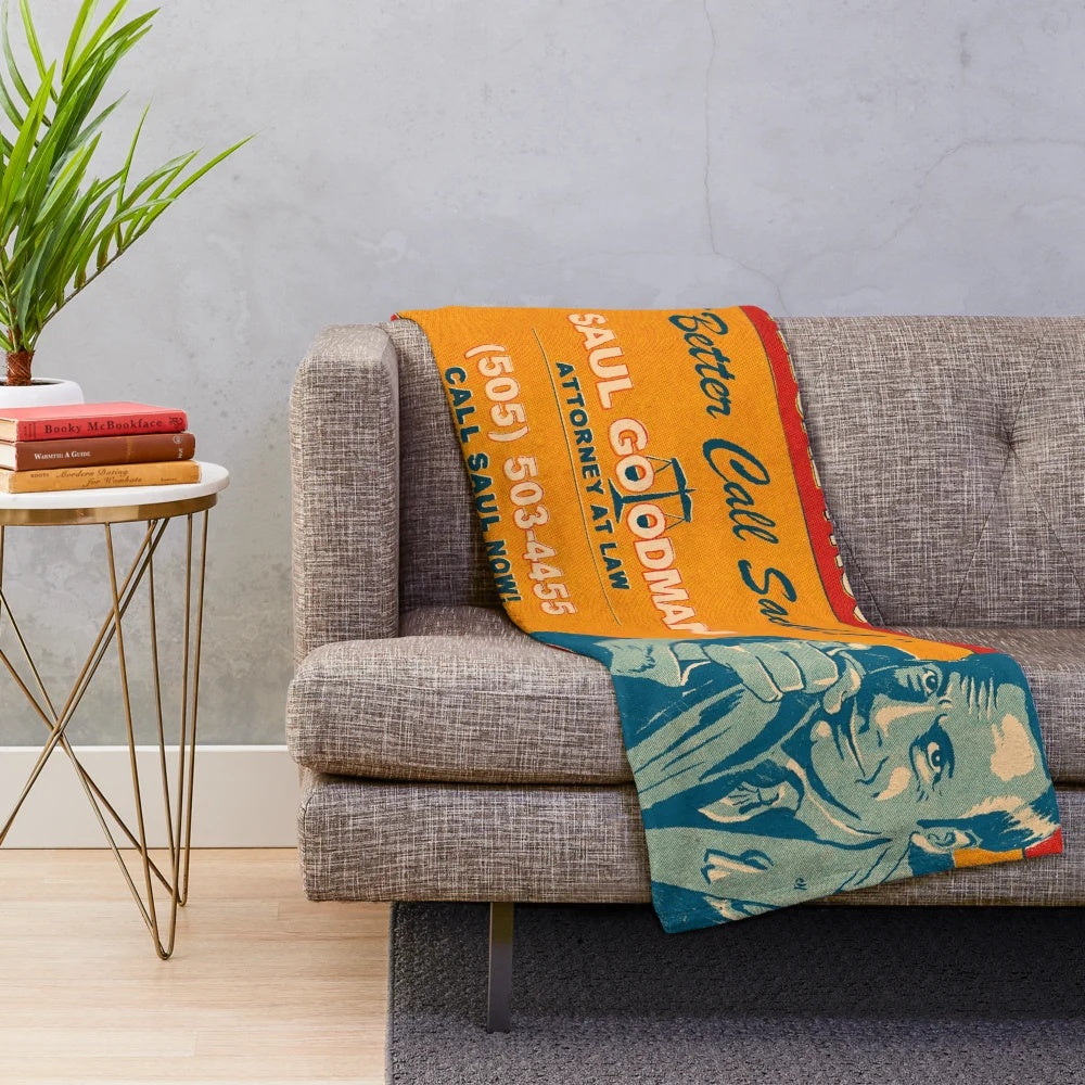 Vintage-inspired Better Call Saul plush blanket featuring Saul Goodman, Jimmy McGill, and the Breaking Bad universe