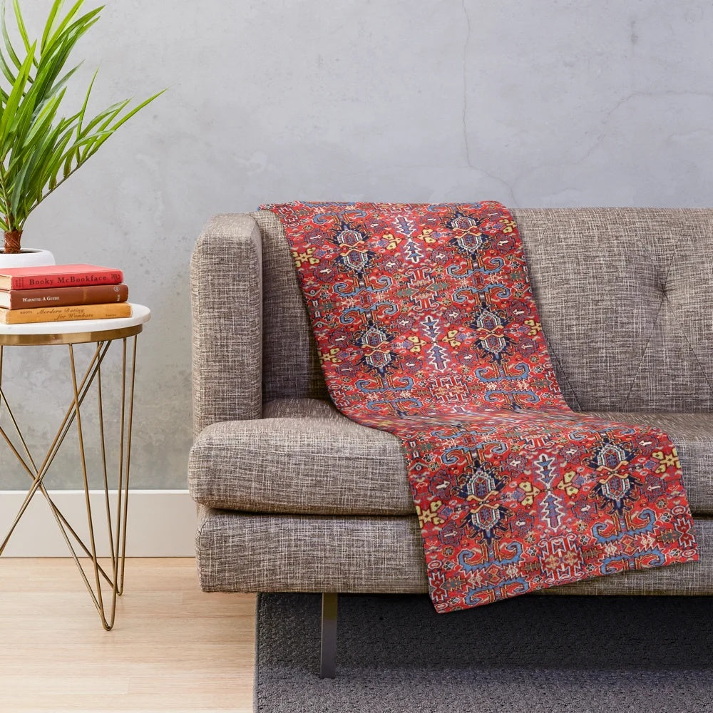 Vintage-inspired blue wings textile art plush blanket