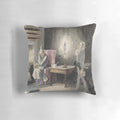 A cozy Christmas carol-themed pillow featuring the ghost of Jacob Marley