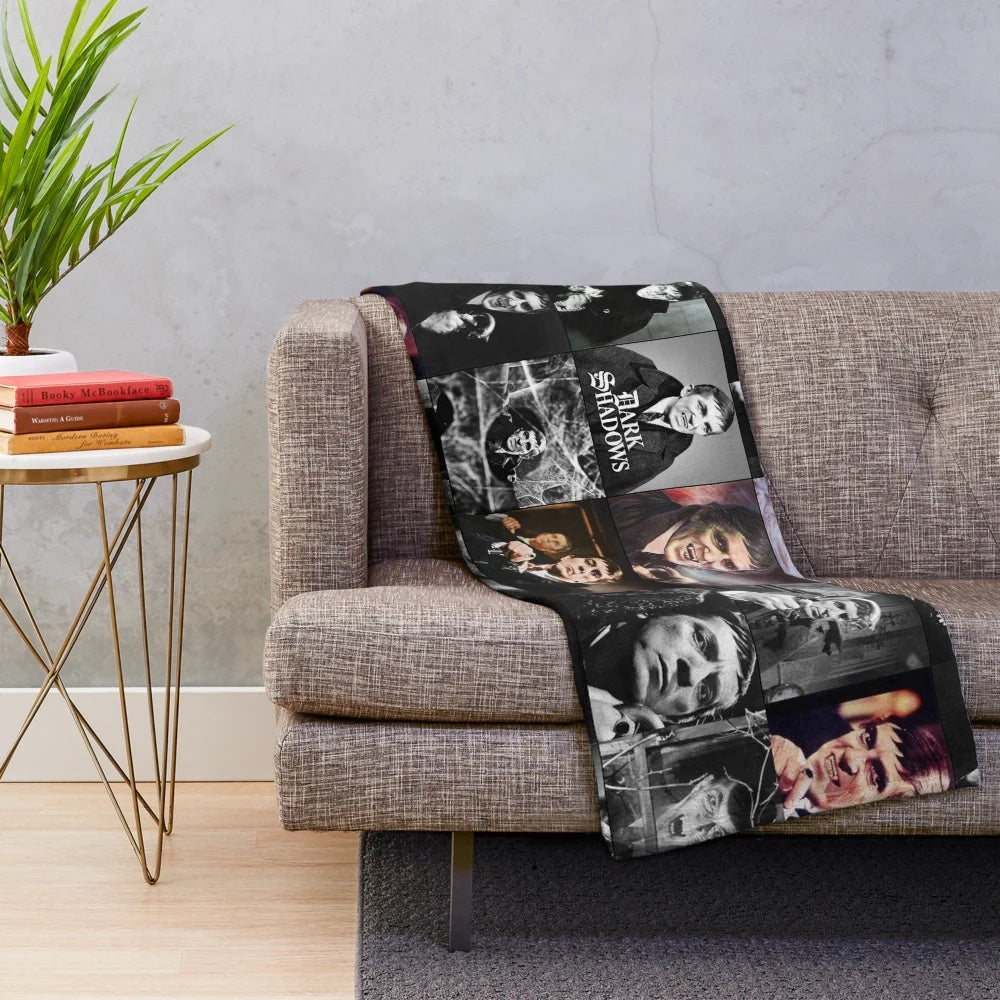 Dark Shadows TV show photo collage design on a plush blanket