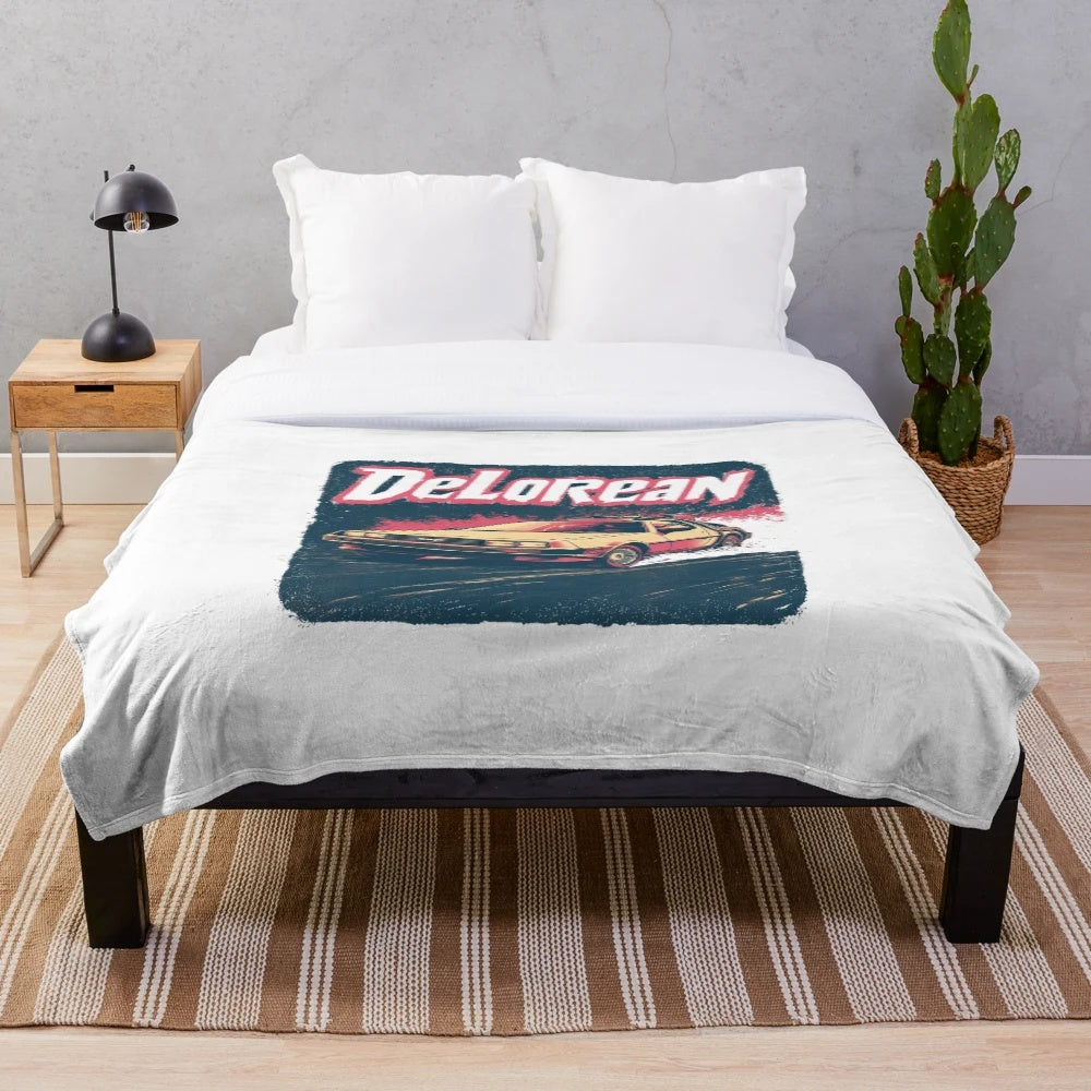 Delorean Plush Blanket, Back to the Future Themed Blanket