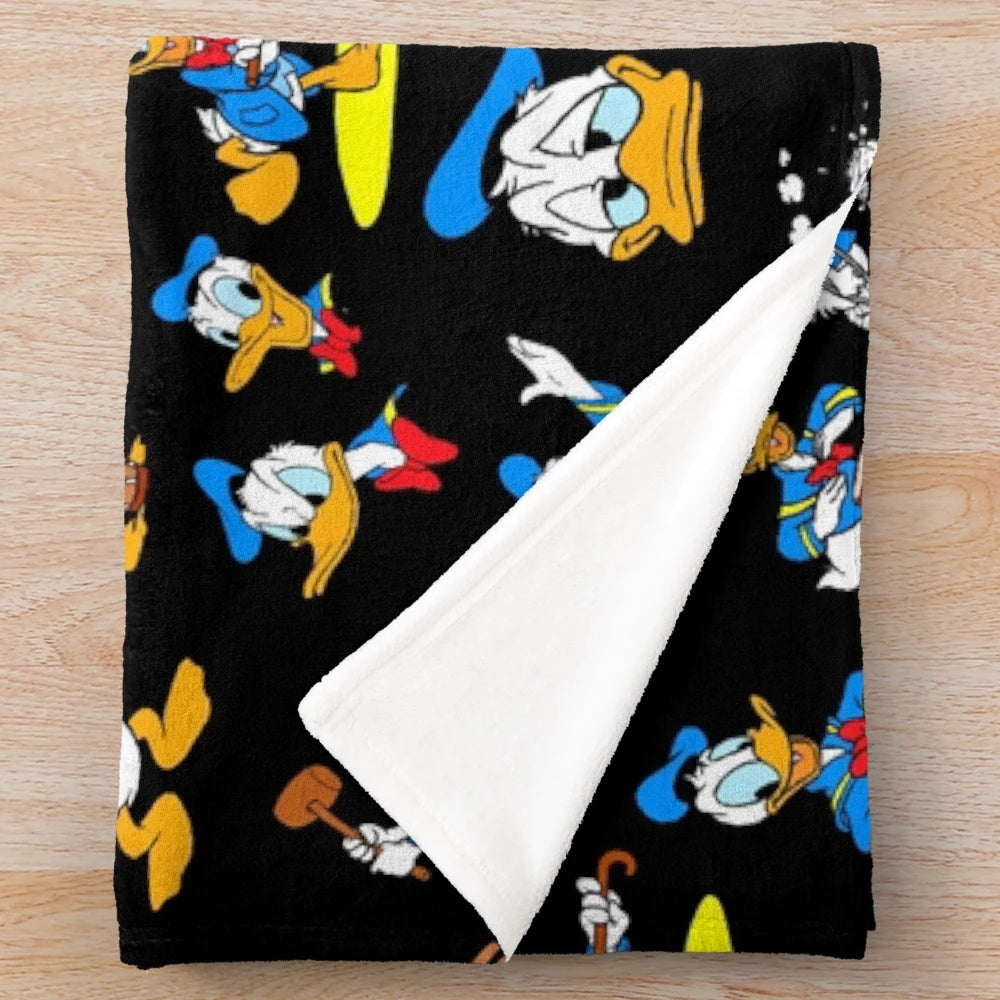 Vintage-style collage design featuring beloved Disney character Donald Duck on a high-quality plush blanket