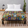 Vintage-inspired female superhero comic book pattern plush blanket