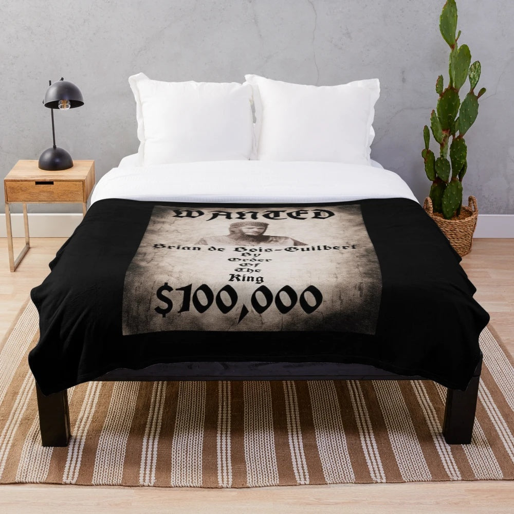 Vintage-inspired plush blanket featuring George Sanders as Brian de Bois Guilbert from the classic film Ivanhoe