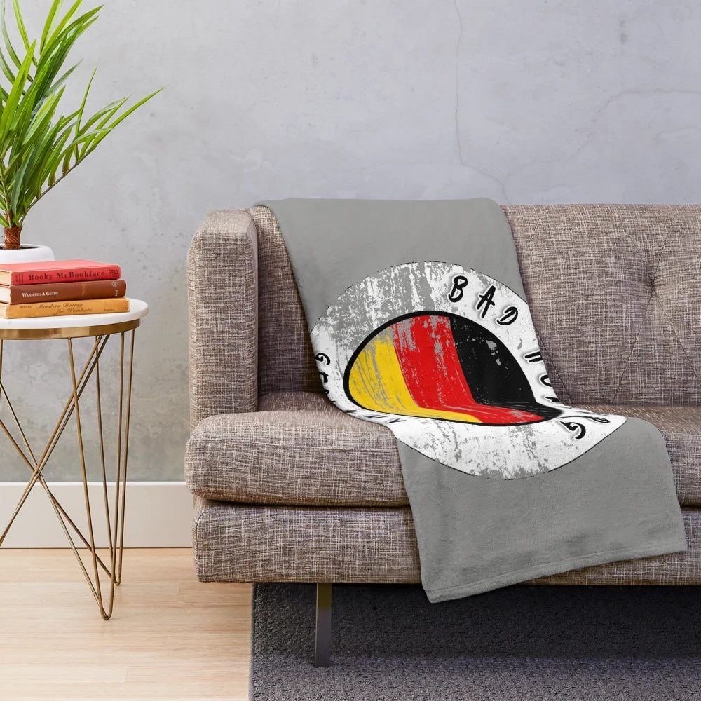 Vintage-inspired plush blanket featuring the flag of Bad Homburg, Germany