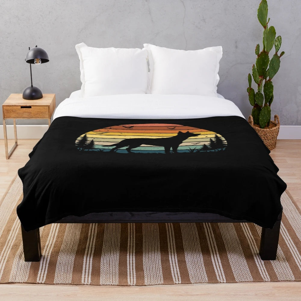 Vintage-inspired kelpie dog plush blanket