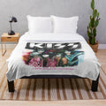 Vintage-inspired Kiss fan art plush blanket featuring the iconic Kiss band logo and design