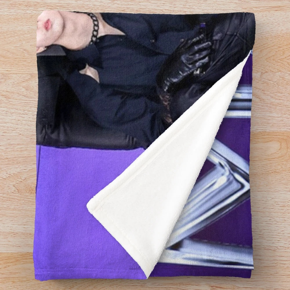 Vintage-inspired plush blanket featuring the album cover art of the Korean boy band Stray Kids