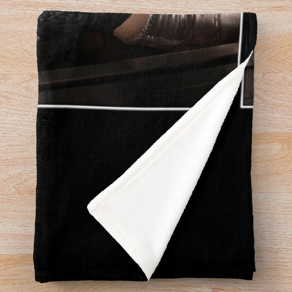 Vintage-inspired Maneskin themed plush blanket with band logo and members