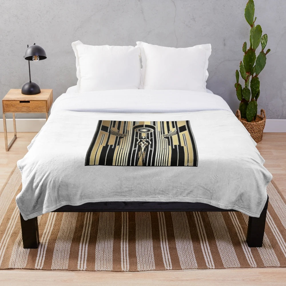 Metropolis plush blanket featuring vintage science fiction movie inspired design