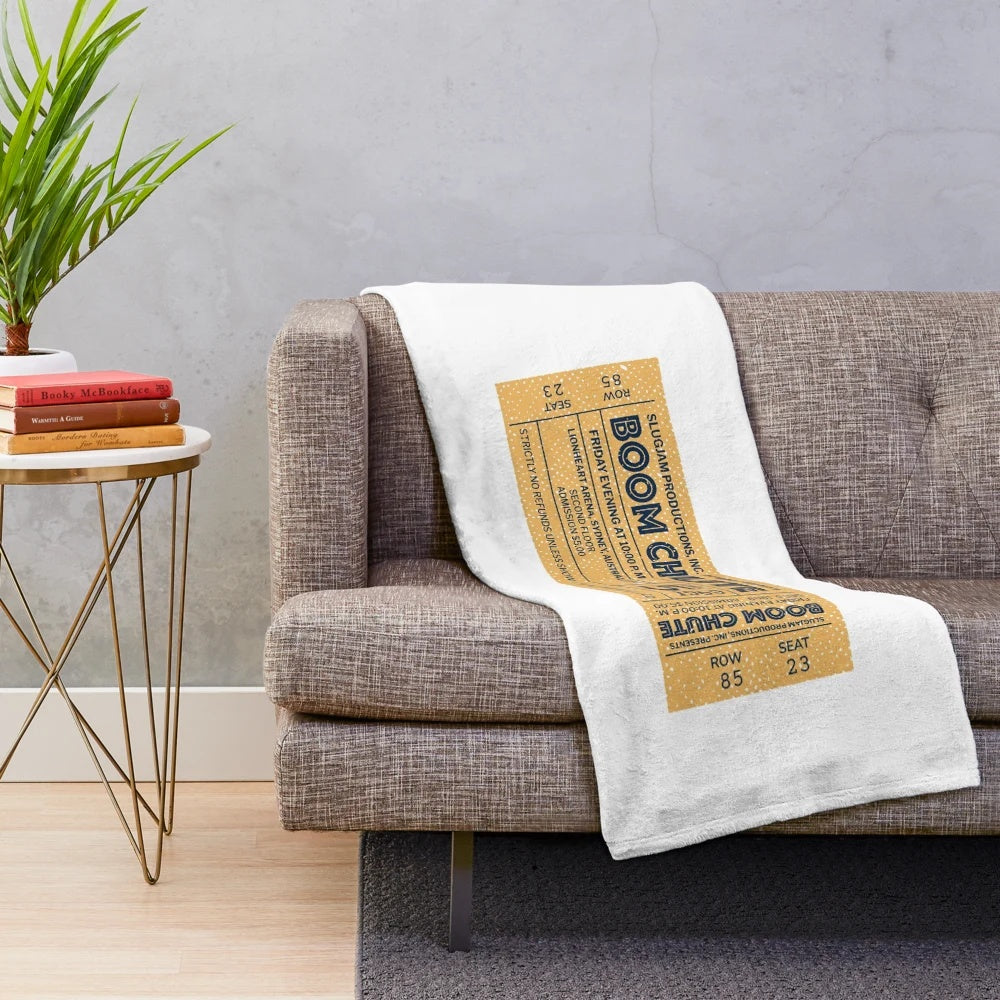 Vintage movie theater ticket-inspired plush blanket