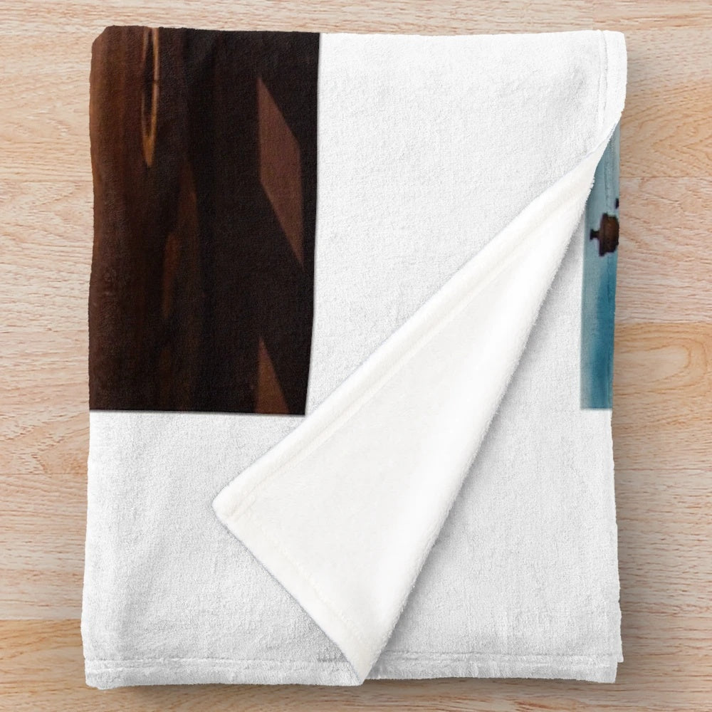 Retro plush blanket featuring classic cinema motifs