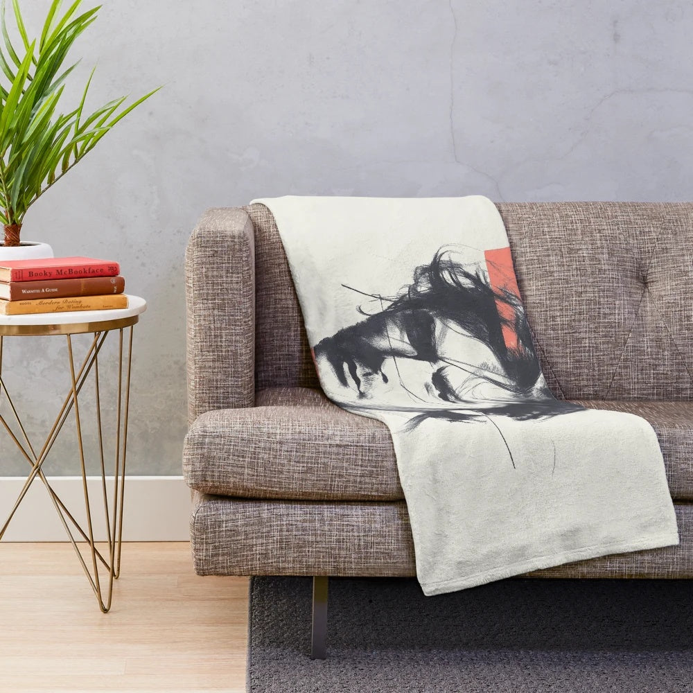 Vintage-inspired plush blanket featuring a dynamic black and white sketch of a French actor
