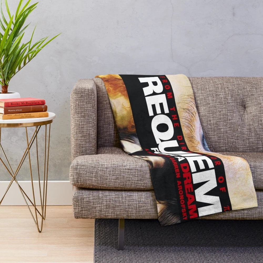 Soft and cozy plush blanket featuring the iconic imagery from the classic film Requiem for a Dream