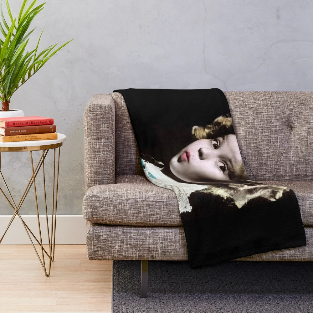 Shirley Temple plush blanket with retro Hollywood design