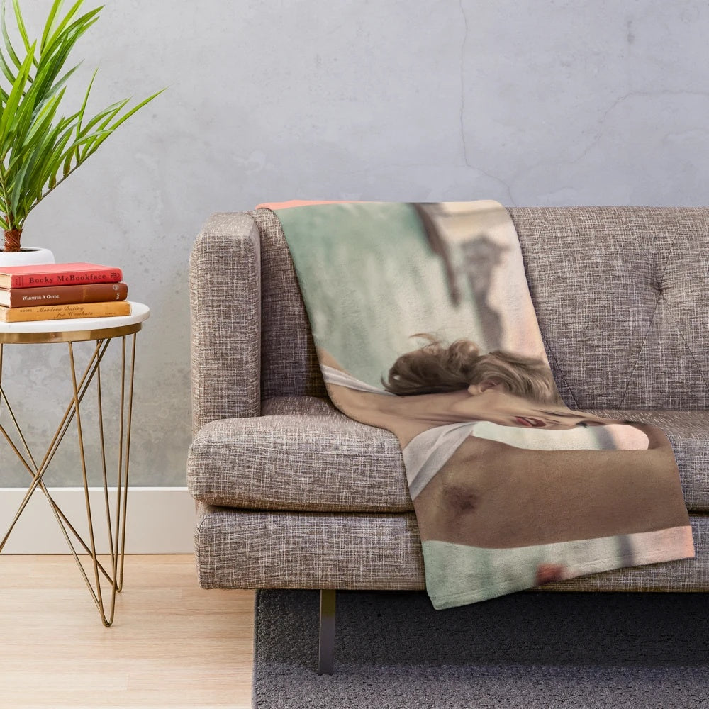 Cozy plush blanket featuring a vintage-inspired portrait of iconic actress Sophia Loren in Venice, Italy