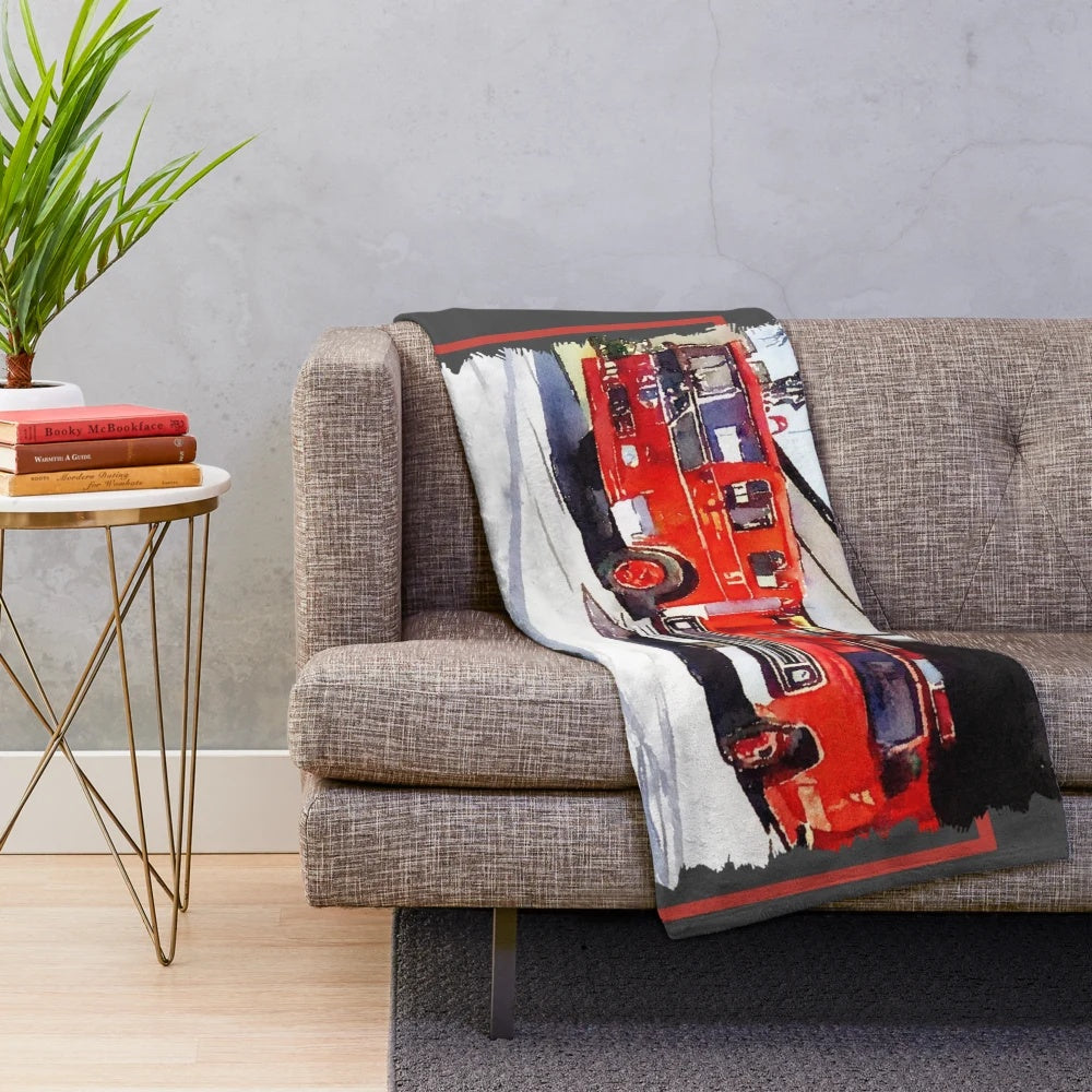 Retro-style plush blanket featuring the cast and characters of the 1970s TV series "Emergency!