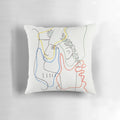 Vintage-inspired pillow featuring the artwork of renowned French artist Jean Cocteau.