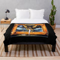 Vintage Jethro Tull inspired plush blanket featuring classic folk rock design