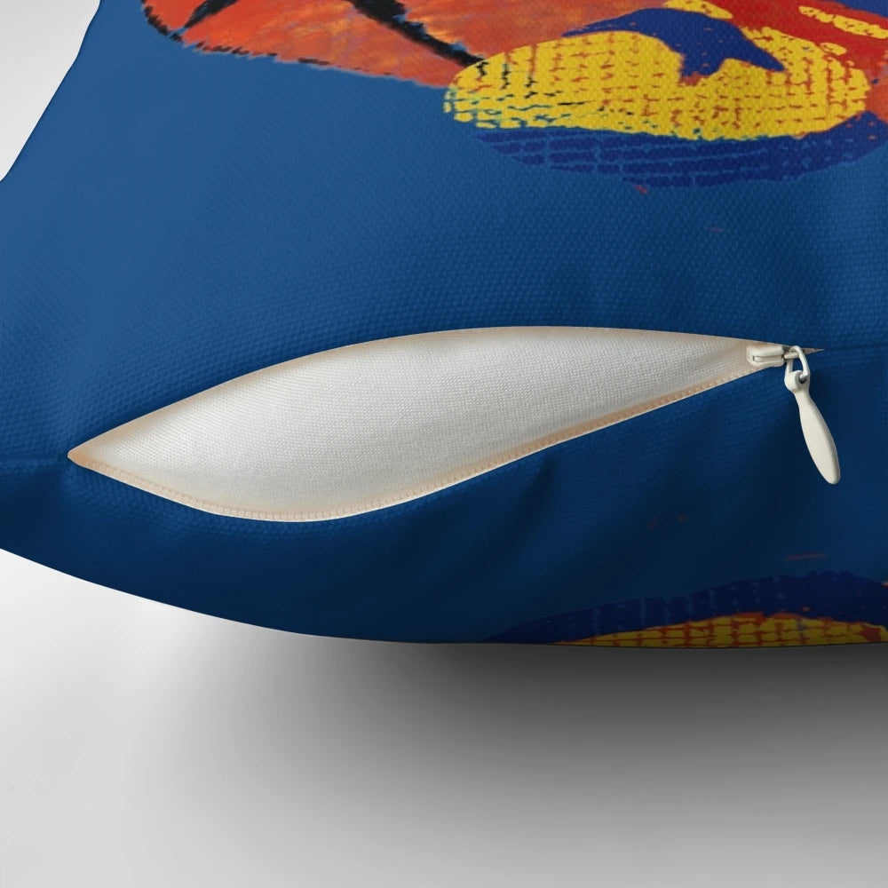 Vintage-style pillow featuring the iconic KU Jayhawks college basketball mascot