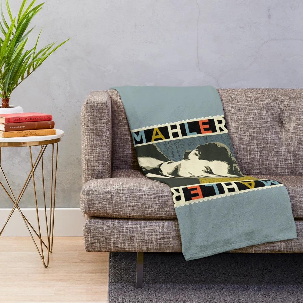 Mahler Plush Blanket with Vintage Music Design