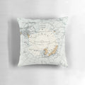 Vintage map of Antarctica printed on a high-quality pillow for decor