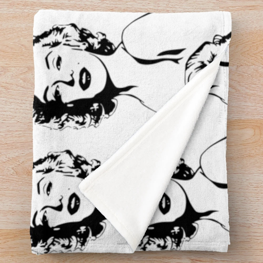 Marilyn Monroe plush blanket featuring the iconic movie star