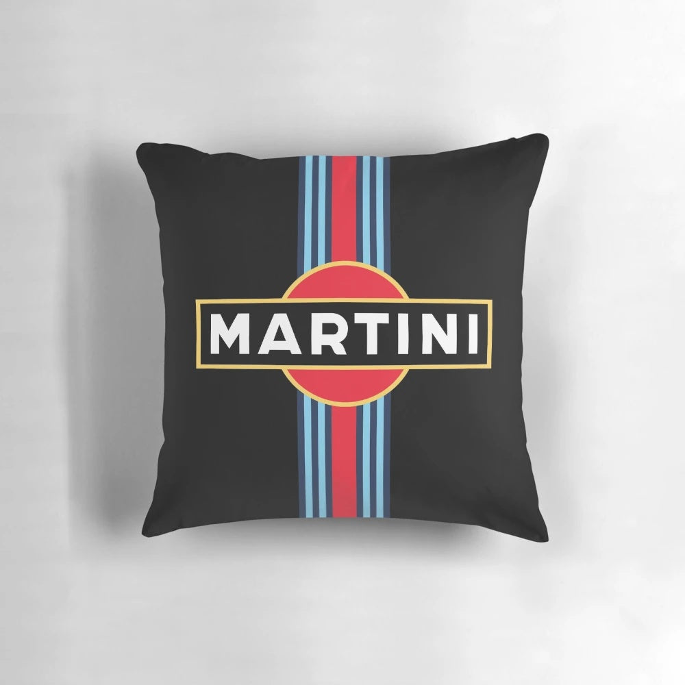 Martini Racing Stripe Pillow featuring iconic retro motorsports design